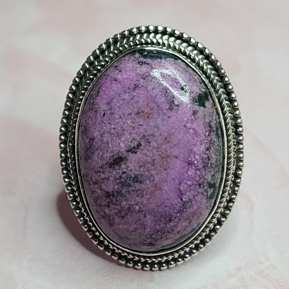 Purpurite and Sterling Silver Statement Ring